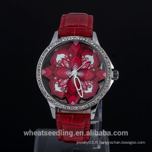 Nouveau design Transparent Dail Flower Style Quartz Watch pour femme